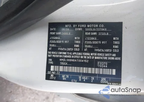 2010 Ford Transit Connect Xlt from USA, damaged, VIN NM0LS6BN8AT004152